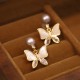 18K Gold-Plated Copper Shell Pearl Butterfly Stud Earrings 18K Gold-Plated Copper Shell Pearl Butterfly Stud Earrings