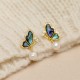 18K Gold-Plated Copper Pearl Butterfly Love Stud Earrings