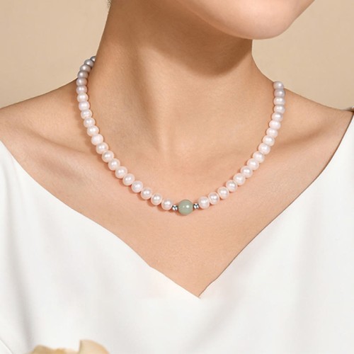925 Sterling Silver Natural Pearl Jade Healing Jewelry Set 925 Sterling Silver Natural Pearl Jade Healing Jewelry Set