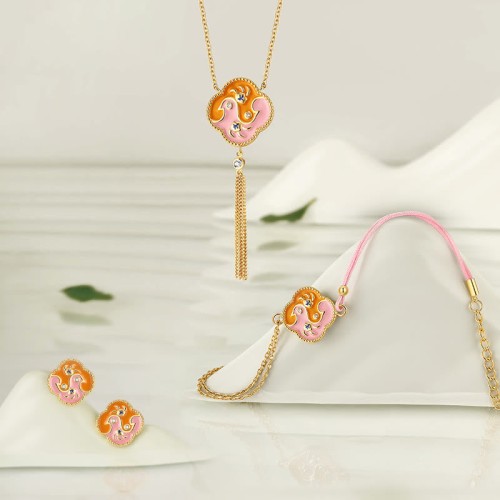 18K Gold-Plated Copper Two Birds Zircon Healing Jewelry Set 18K Gold-Plated Copper Two Birds Zircon Healing Jewelry Set