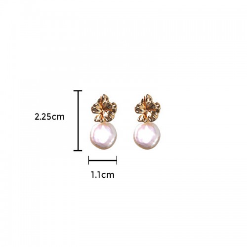 925 Sterling Silver Baroque Pearl Flower Healing Drop Earrings 925 Sterling Silver Baroque Pearl Flower Healing Drop Earrings
