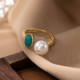 925 Sterling Silver Pearl Turquoise Healing Ring Earrings Set 925 Sterling Silver Pearl Turquoise Healing Ring Earrings Set