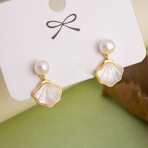 Ginkgo Tridacna Stone Pearl Copper Blessing Jewelry Set Ginkgo Tridacna Stone Pearl Copper Blessing Jewelry Set