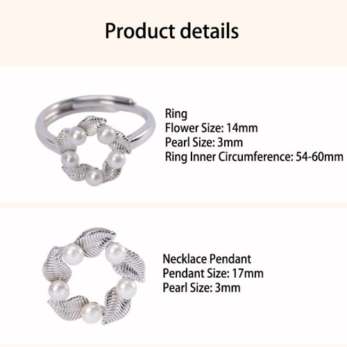 925 Sterling Silver Pearl Leaf Design Healing Jewelry Set 925 Sterling Silver Pearl Leaf Design Healing Jewelry Set