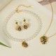 925 Sterling Silver Clover Hetian Cyan Jade Pearl Jewelry Set 925 Sterling Silver Clover Hetian Cyan Jade Pearl Jewelry Set
