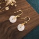 White Jade Double Happiness Fortune Earrings White Jade Double Happiness Fortune Earrings