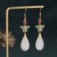 FengShui White Jade Luck Drop Earrings FengShui White Jade Luck Drop Earrings