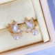 925 Sterling Silver Gold-Plated Natural Pearl Butterfly Wisdom Stud Earrings 925 Sterling Silver Gold-Plated Natural Pearl Butterfly Wisdom Stud Earrings