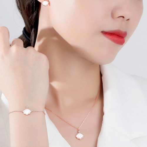 925 Sterling Silver Tridacna Stone Shell Blessing Jewelry Set