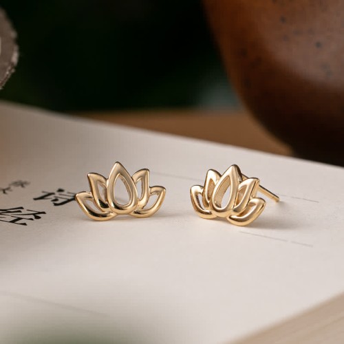 925 Sterling Silver Lotus Flower Blessing Earrings 925 Sterling Silver Lotus Flower Blessing Earrings