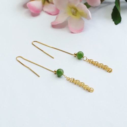 925 Sterling Silver Hetian Cyan Jade Phoenix Tail Drop Earrings 925 Sterling Silver Hetian Cyan Jade Phoenix Tail Drop Earrings
