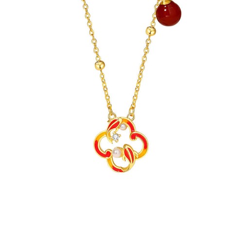 925 Sterling Silver Four Leaf Clover Koi Fish Red Agate Wealth Jewelry Set 925 Sterling Silver Four Leaf Clover Koi Fish Red Agate Wealth Jewelry Set