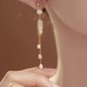 925 Sterling Silver Shoushan Stone Pearl Healing Drop Earrings