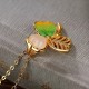 925 Sterling Silver Plated Gold Hetian Jade Shamrock Necklace Earrings 925 Sterling Silver Plated Gold Hetian Jade Shamrock Necklace Earrings