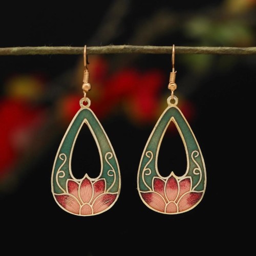 Lotus Butterfly Flower Alloy Copper Enlightenment Earrings Lotus Butterfly Flower Alloy Copper Enlightenment Earrings
