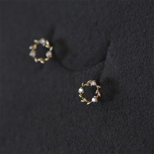 925 Sterling Silver Copper Wreath Blessing Flower Earrings 925 Sterling Silver Copper Wreath Blessing Flower Earrings