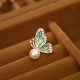 925 Sterling Silver 18K Gold Plated Copper Pearl Butterfly Healing Stud Earrings 925 Sterling Silver 18K Gold Plated Copper Pearl Butterfly Healing Stud Earrings
