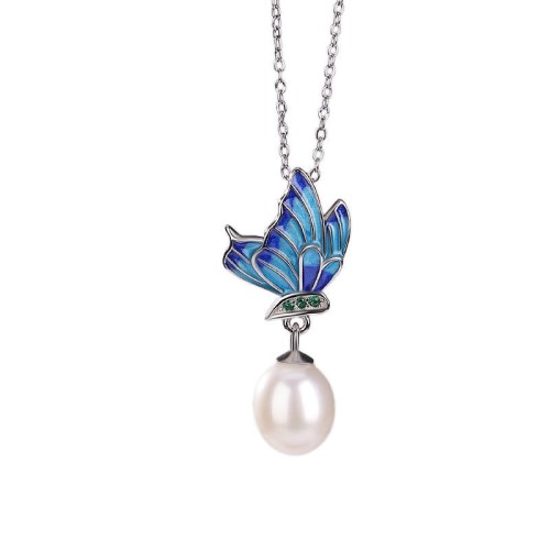 925 Sterling Silver Pearl Butterfly Healing Jewelry Set