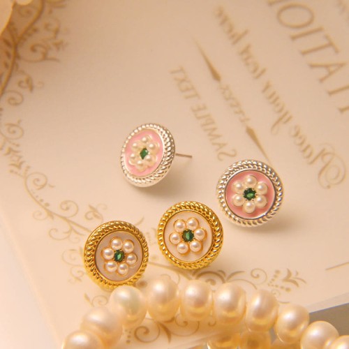 Enamel Flower Luck Earrings