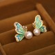 925 Sterling Silver 18K Gold Plated Copper Pearl Butterfly Healing Stud Earrings 925 Sterling Silver 18K Gold Plated Copper Pearl Butterfly Healing Stud Earrings