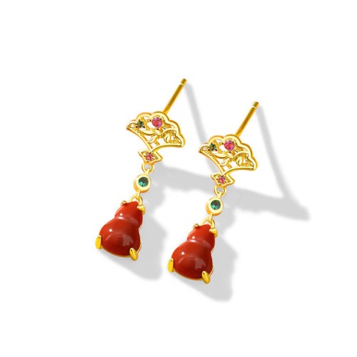 925 Sterling Silver Red Agate Gourd Confidence Jewelry Set 925 Sterling Silver Red Agate Gourd Confidence Jewelry Set