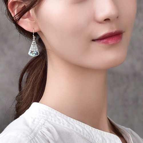 Copper Tridacna Stone Hollow Blessing Drop Earrings Copper Tridacna Stone Hollow Blessing Drop Earrings
