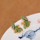925 Sterling Silver Plated Gold Cyan Jade Butterfly Healing Earrings 925 Sterling Silver Plated Gold Cyan Jade Butterfly Healing Earrings