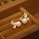 925 Silver 18K Gold-Plated Pearl Butterfly Zircon Stud Earrings 925 Silver 18K Gold-Plated Pearl Butterfly Zircon Stud Earrings