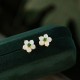 White Jade Flower Luck Blessing Stud Earrings White Jade Flower Luck Blessing Stud Earrings