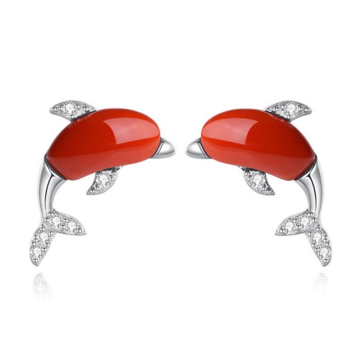 925 Sterling Silver Cute Dolphin Hetian Jade Luck Jewelry Set 925 Sterling Silver Cute Dolphin Hetian Jade Luck Jewelry Set