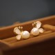 925 Silver 18K Gold-Plated Pearl Butterfly Zircon Stud Earrings 925 Silver 18K Gold-Plated Pearl Butterfly Zircon Stud Earrings