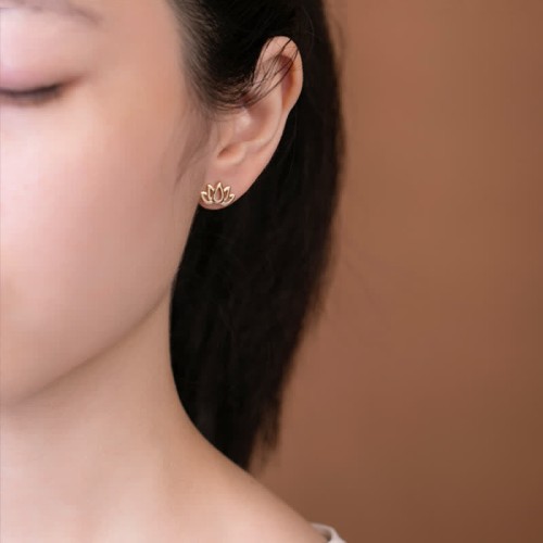 925 Sterling Silver Lotus Flower Blessing Earrings 925 Sterling Silver Lotus Flower Blessing Earrings