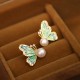 925 Sterling Silver 18K Gold Plated Copper Pearl Butterfly Healing Stud Earrings 925 Sterling Silver 18K Gold Plated Copper Pearl Butterfly Healing Stud Earrings