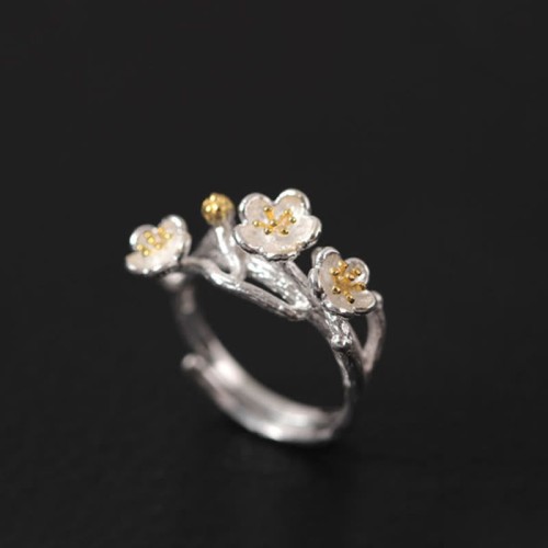 925 Sterling Silver Plum Blossom Floral Blessing Earrings 925 Sterling Silver Plum Blossom Floral Blessing Earrings