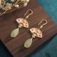 Green Aventurine Fan Pattern Luck Drop Earrings Green Aventurine Fan Pattern Luck Drop Earrings