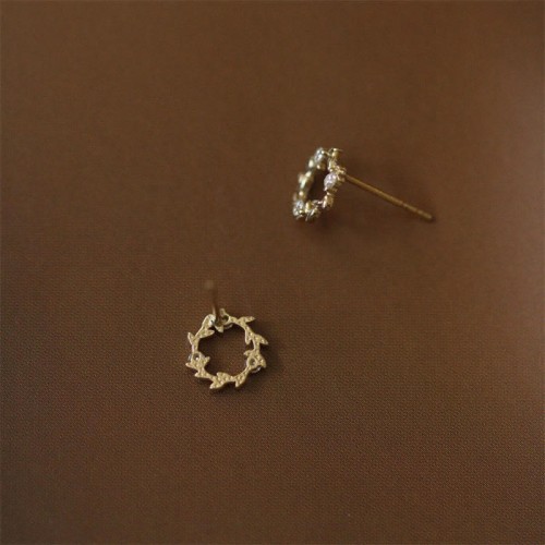 925 Sterling Silver Copper Wreath Blessing Flower Earrings 925 Sterling Silver Copper Wreath Blessing Flower Earrings