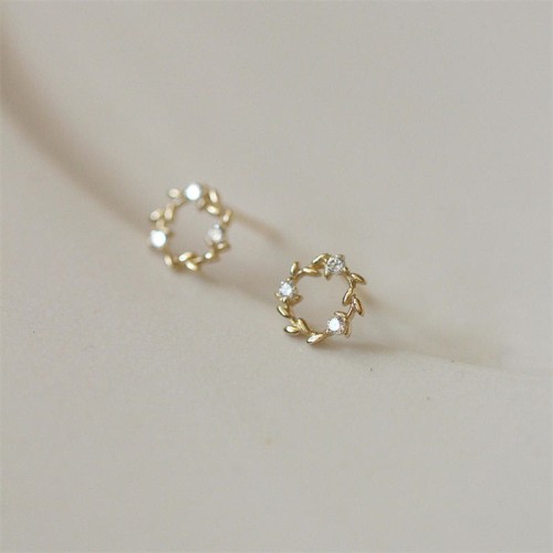 925 Sterling Silver Copper Wreath Blessing Flower Earrings 925 Sterling Silver Copper Wreath Blessing Flower Earrings