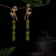 925 Sterling Silver Gold-Plated Peridot Bamboo Leaf Drop Earrings 925 Sterling Silver Gold-Plated Peridot Bamboo Leaf Drop Earrings