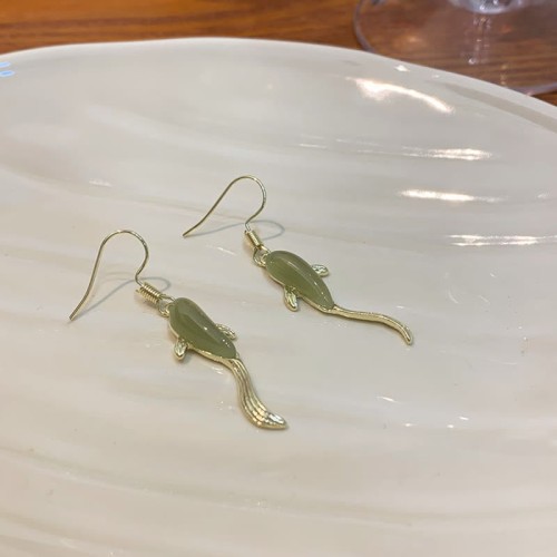 Fish Pattern Jade Luck Drop Earrings Fish Pattern Jade Luck Drop Earrings
