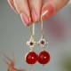 925 Sterling Silver Red Agate Flower Confidence Earrings 925 Sterling Silver Red Agate Flower Confidence Earrings