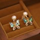 18K Gold-Plated Copper Shell Pearl Butterfly Stud Earrings 18K Gold-Plated Copper Shell Pearl Butterfly Stud Earrings