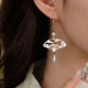 Copper Fan Auspicious Clouds Pearl Healing Earrings Copper Fan Auspicious Clouds Pearl Healing Earrings