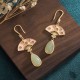 Green Aventurine Fan Pattern Luck Drop Earrings Green Aventurine Fan Pattern Luck Drop Earrings