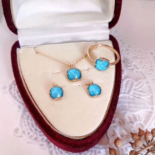 925 Silver Gold-Plated Turquoise Protection Set 925 Silver Gold-Plated Turquoise Protection Set