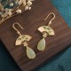 Green Aventurine Fan Pattern Luck Drop Earrings Green Aventurine Fan Pattern Luck Drop Earrings