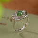 925 Silver Hetian Cyan Jade Hollow Luck Ring Earrings Set 925 Silver Hetian Cyan Jade Hollow Luck Ring Earrings Set