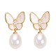925 Sterling Silver 18K Gold Copper Pearl Butterfly Optimism Stud Earrings 925 Sterling Silver 18K Gold Copper Pearl Butterfly Optimism Stud Earrings