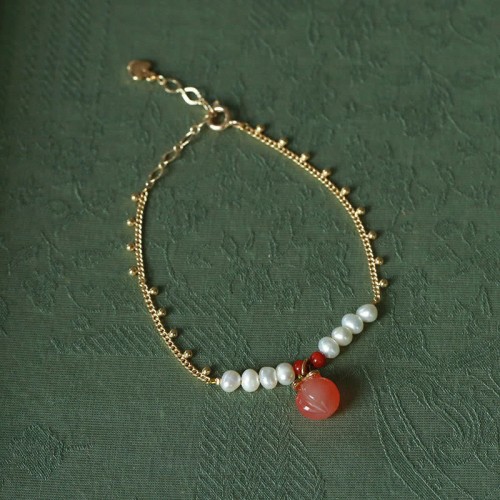 Gold-plated Copper Agate Pearl Positive Jewelry Set Gold-plated Copper Agate Pearl Positive Jewelry Set