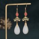 FengShui White Jade Luck Drop Earrings FengShui White Jade Luck Drop Earrings