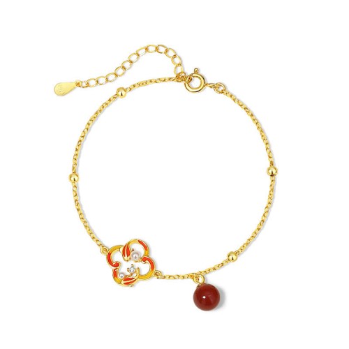 925 Sterling Silver Four Leaf Clover Koi Fish Red Agate Wealth Jewelry Set 925 Sterling Silver Four Leaf Clover Koi Fish Red Agate Wealth Jewelry Set